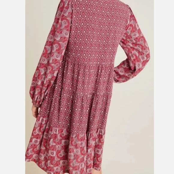 Anthropologie Maeve Patterned Long Sleeve Dress Size Large - Picture 8 of 9